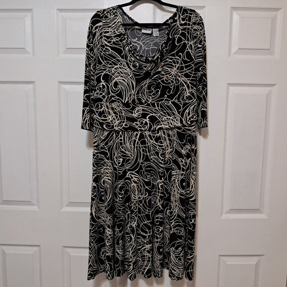 Black and Tan Swirl print Dress - Picture 1 of 3